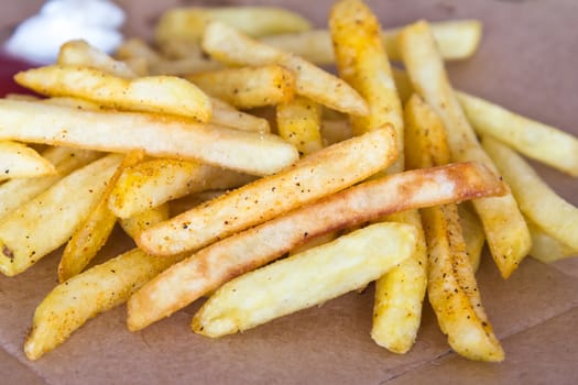 Close up view of sliced potatoes.