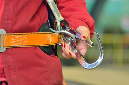 woman wearing a fall protection harness