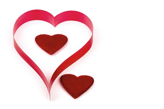 valentine's paper hearts on a white background , valentine's day , day valentine postcard with space for text