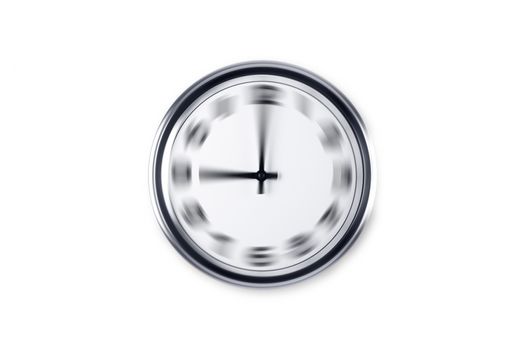 Radial blurry wall clock, isolated on white background.