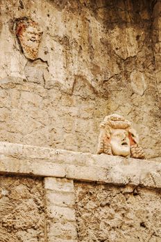 Decoration inside the archaelogical ruins of Herculaneum, Italy 
