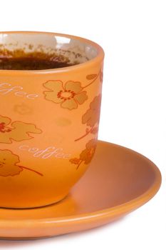 Turkish cofffee in cup, isolated on white background.