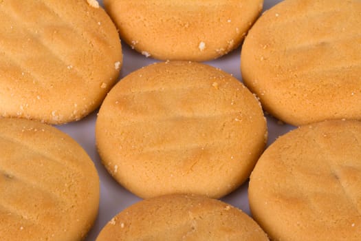 Close up view of biscuit cookies.