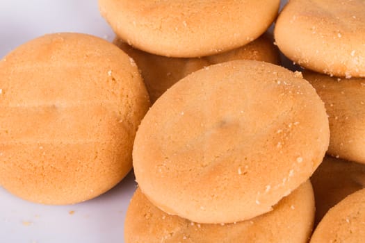 Close up view of cookies heap.