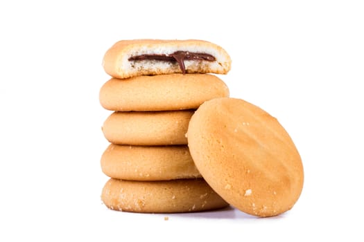 Pile of cookies, isolated on white background.