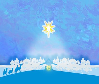 Biblical scene - birth of Jesus in Bethlehem.