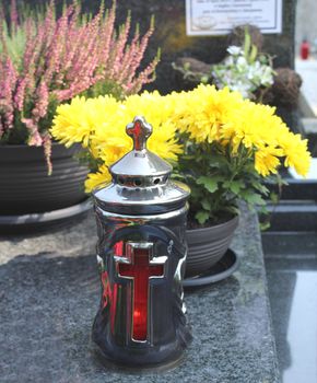 candle on a grave.