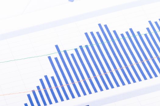 Financial bar chart graph analysis.