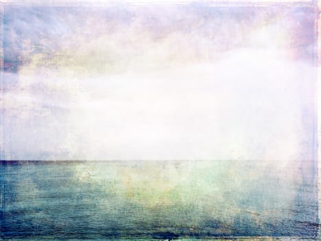 Sea, sky and light. Abstract grunge image, paper texture.