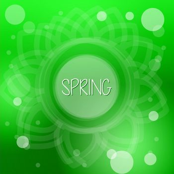 spring background with white flower and dots over green gradient