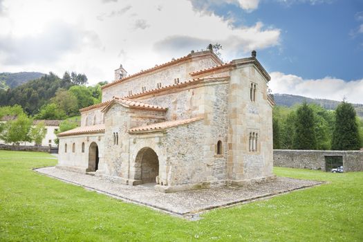 back side of IX century San Salvador from Valdedios monastery in Spain