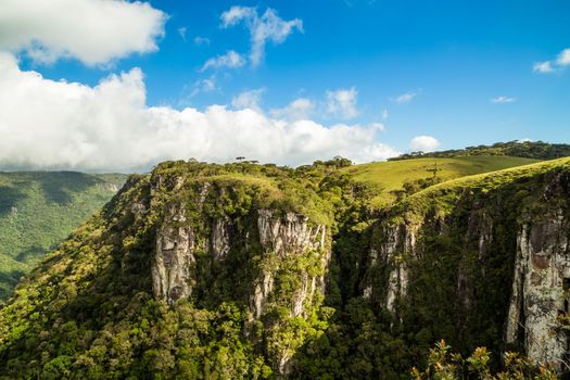 Top of a canion in Brazil with blue sky