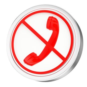 3D phone icon, button, red glossy circle, stop call