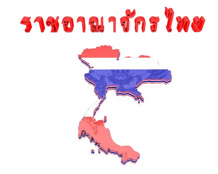 3D map illustration of Thailand with coat of arms