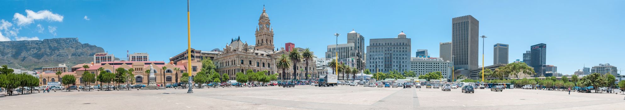 CAPE TOWN, SOUTH AFRICA - DECEMBER 2014: Panorama of the city center and city hall. On February 11, 1990, Nelson Mandela made his first public speech after his release from the balcony of city hall
