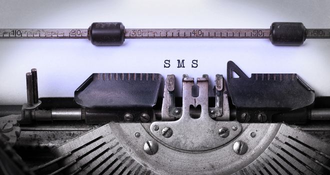 Vintage inscription made by old typewriter, sms
