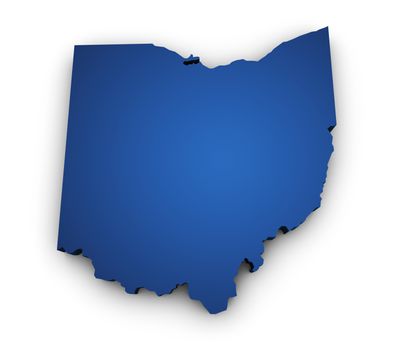 Shape 3d of Ohio map colored in blue and isolated on white background.