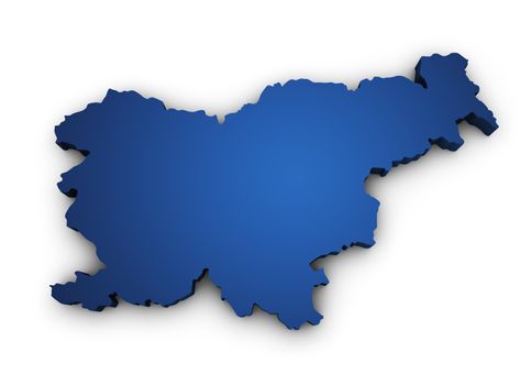 Shape 3d of Slovenia map colored in blue and isolated on white background.