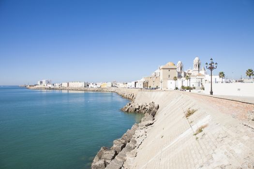 Cadiz city waterfront coastline Atlantic ocean in Andalusia Spain Europe