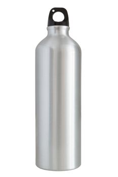 Aluminum bottle water isolated white background with clipping path