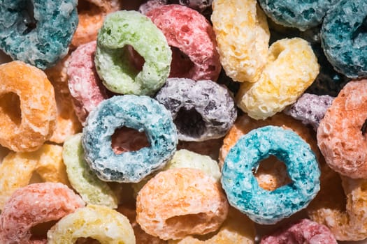 Closeup picture of a colorful fruit cereal loops