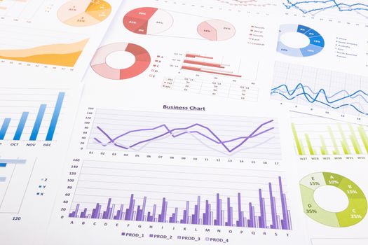 colorful graphs, data analysis, marketing research and annual report background, concept for success business, management project,  budget planning, financial growth and education