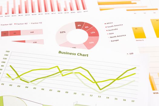 business charts, data analysis, marketing research and global economic summarizing report, concept for project management, financial growth, turnover forecast and education