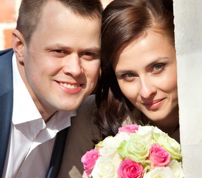 portrait of the beautiful bride and groom