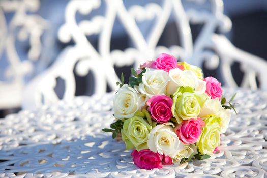 wedding bridal bouquet on the table