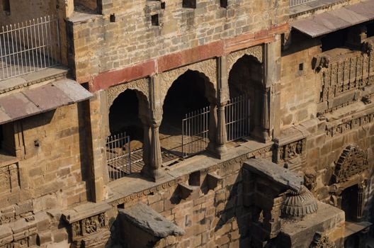 Chand Baori Stepwell in the village of Abhaneri, Rajasthan, India. 