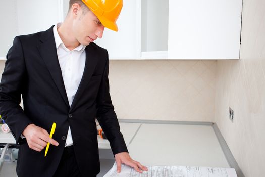 civil engineer working with documents