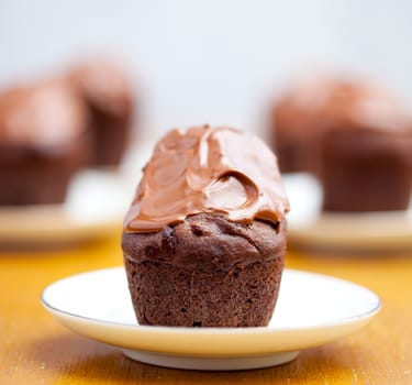 chocolate muffins on a plate