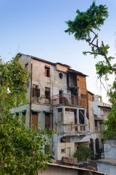 Very old concrete house in Ahmedabad, India