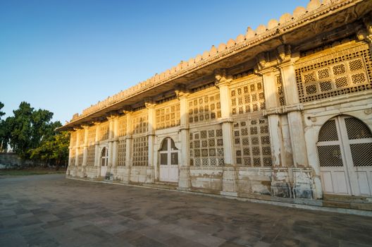 Facade of Sarkhej Roza mosque in Ahmedabad, Gujarat, India