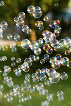 The rainbow bubbles from the bubble blower