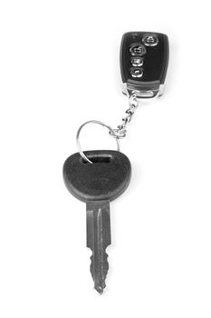 key with car alarm isolated on white