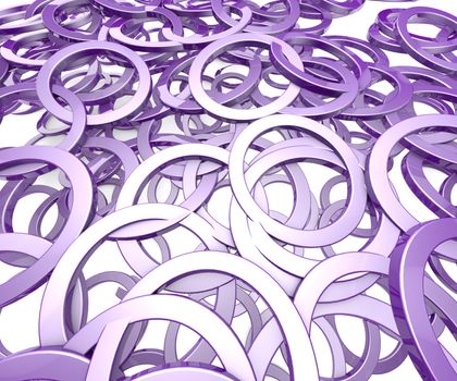 3d background image of abstratc rings in purple color