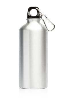 Aluminum bottle water isolated white background