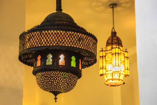 Ornate indoor Moroccan Style Lantern at Casablanca, Morocco