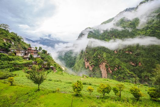 Village at the mountain in India