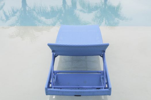 Turquoise pool bench in Philippine hotel