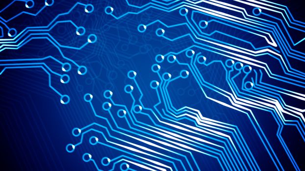 Illustration of Abstract circuit board with signals.