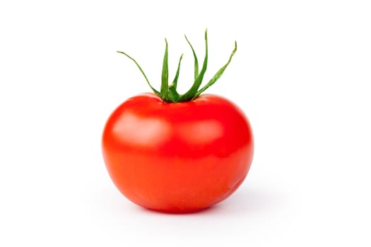 one red tomato isolated on white background