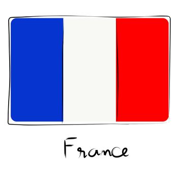 France country flag doodle with text isolated on white