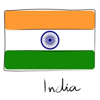 India country flag doodle with text isolated on white