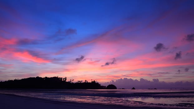 Summer time concept, Nice beach and sunset sky in Payam island, Thailand