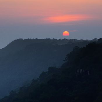 Sunset sky at cliff, Phu Kradueng National Park, Loei, Thailand