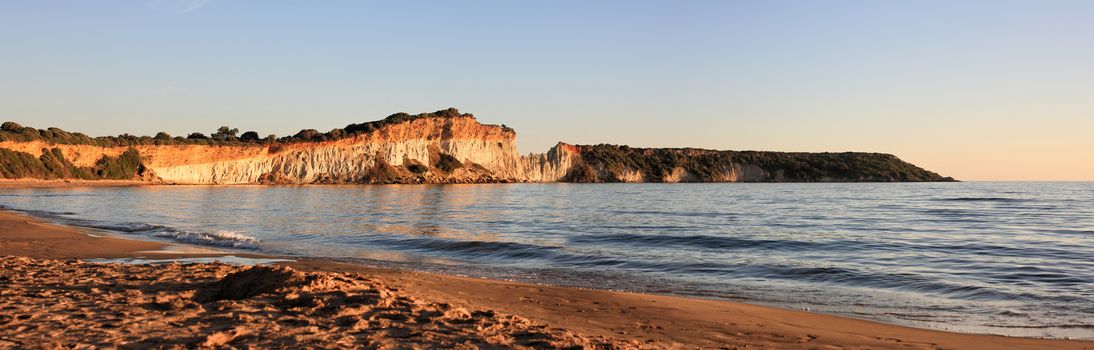 panoramic landscape of a beach in the afternoon