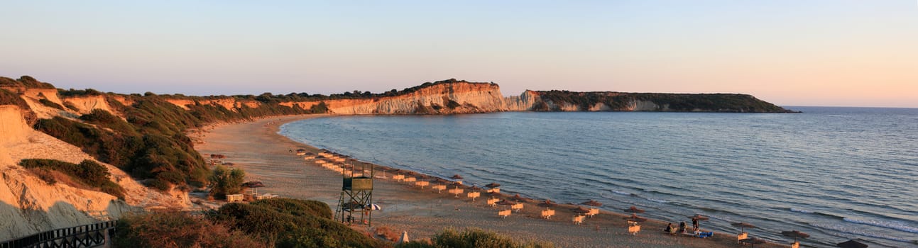 panoramic landscape of a beach in the afternoon