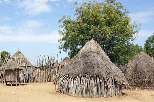 Traditional houses of Karo people, Ethiopia, Africa